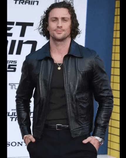 Aaron Taylor Johnson Black Leather Jacket