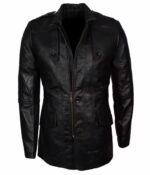 Military Officer Black Leather Coat - Image 2