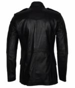 Military Officer Black Leather Coat - Image 3