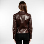 Collarless Real Leather Jacket for Women - Image 7