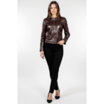 Collarless Real Leather Jacket for Women - Image 8