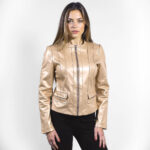 Collarless Real Leather Jacket for Women - Image 11