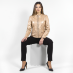 Collarless Real Leather Jacket for Women - Image 13