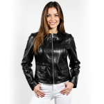 Collarless Real Leather Jacket for Women - Image 4