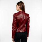 Collarless Real Leather Jacket for Women - Image 2