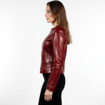 Collarless Real Leather Jacket for Women - Image 3