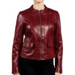 Collarless Real Leather Jacket for Women - Image 14