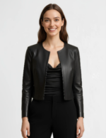Cropped Real Leather Jacket for Women - Image 10