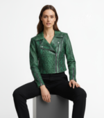 Cropped Real Leather Biker Jacket for Women - Image 24