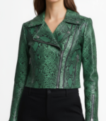 Cropped Real Leather Biker Jacket for Women - Image 25