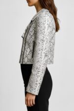 Cropped Real Leather Biker Jacket for Women - Image 19