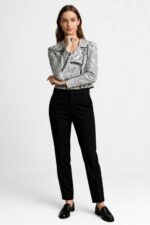 Cropped Real Leather Biker Jacket for Women - Image 21