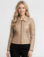 Quilted Real Leather Jacket for Women - Image 13