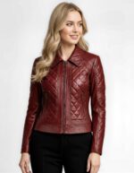 Quilted Real Leather Jacket for Women - Image 11