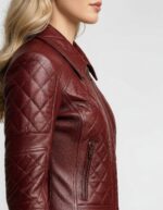 Quilted Real Leather Jacket for Women - Image 12
