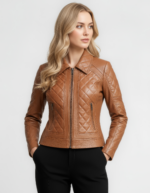 Quilted Real Leather Jacket for Women - Image 8