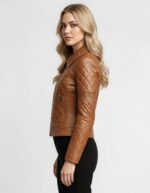 Quilted Real Leather Jacket for Women - Image 9