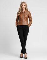 Quilted Real Leather Jacket for Women - Image 10