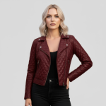 Women's Real Quilted Leather Jacket - Image 13