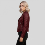 Women's Real Quilted Leather Jacket - Image 14
