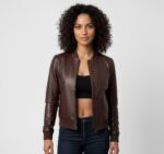 Women's Real Leather Bomber Jacket - Image 4