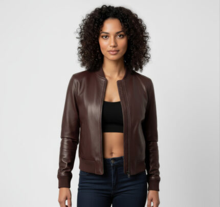 Real Leather Bomber Jacket for Women - Sasha