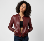 Women's Real Leather Bomber Jacket - Image 11