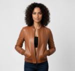 Women's Real Leather Bomber Jacket - Image 8