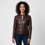 Real Leather Cafe Racer Jacket for Women - Image 8