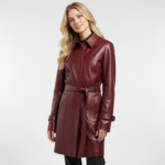 Authentic Leather Trench Coat for Women - Image 14