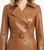 Real Leather Trench Coat for Women - Image 16