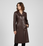 Women's Real Leather Single Breasted Coat - Vanel - Image 16