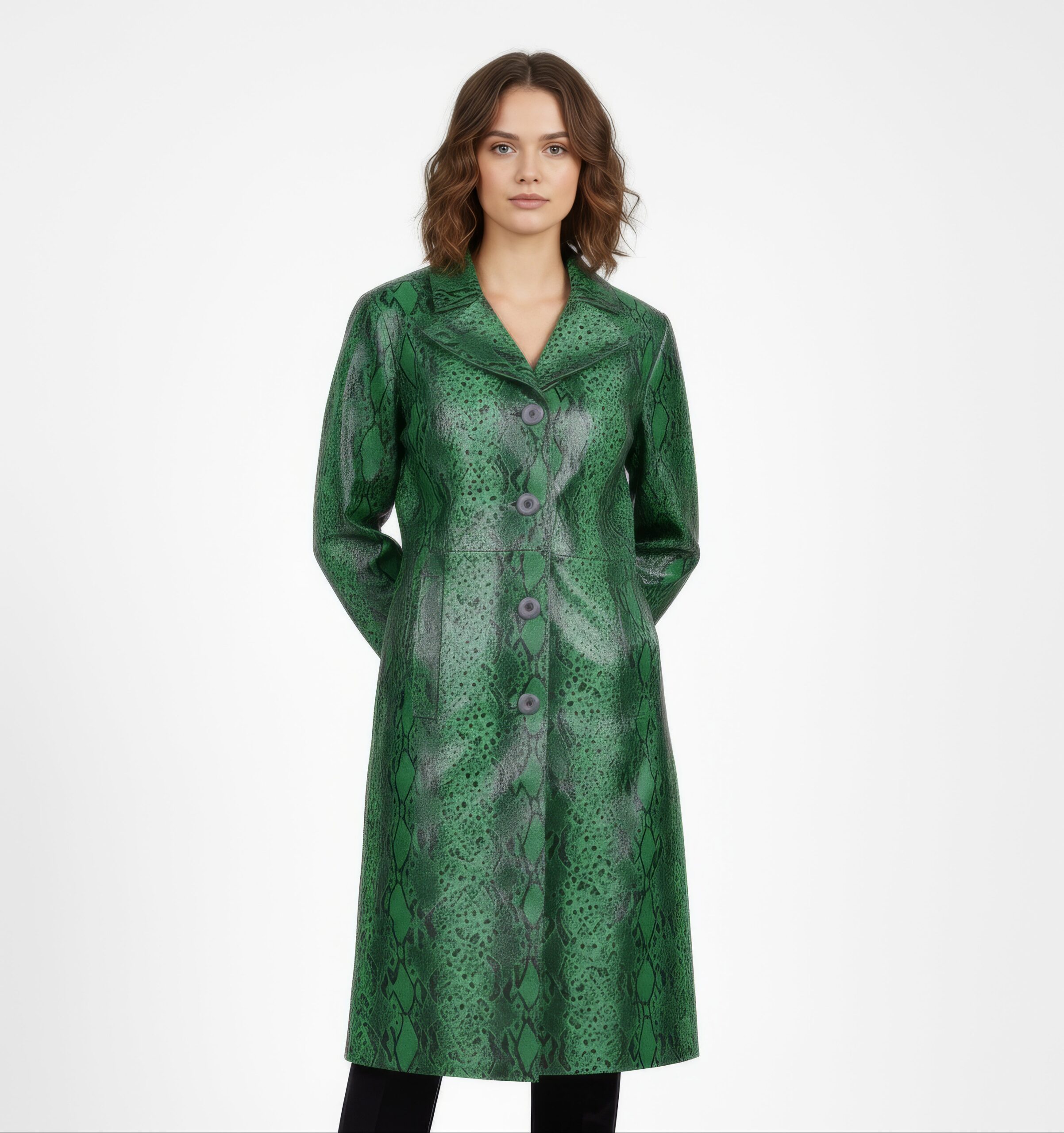 12007GS1.jpg Women's Real Leather Single Breasted Coat - Vanel - Image 1