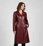 Women's Real Leather Single Breasted Coat - Image 20