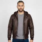 Men's Real Leather Hooded Jacket - Image 7