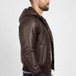 Men's Real Leather Hooded Jacket - Image 8