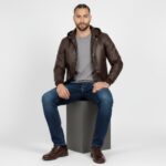 Men's Real Leather Hooded Jacket - Image 9