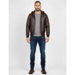 Men's Real Leather Hooded Jacket - Image 10