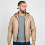 Men's Real Leather Hooded Jacket - Image 15