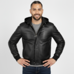 Men's Real Leather Hooded Jacket - Image 5