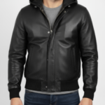 Men's Real Leather Hooded Jacket - Image 6