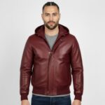 Men's Real Leather Hooded Jacket - Image 11