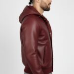 Men's Real Leather Hooded Jacket - Image 13