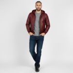 Men's Real Leather Hooded Jacket - Image 14
