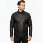Real Leather Racer Jacket for Men - Image 4