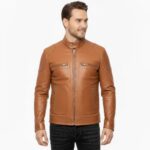 Real Leather Racer Jacket for Men - Image 15