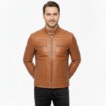 Real Leather Racer Jacket for Men - Image 13