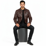 Real Leather Trucker Jacket for Men - Image 6