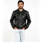 Real Leather Trucker Jacket for Men - Image 3