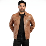 Real Leather Trucker Jacket for Men - Image 9